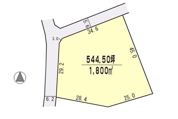 Compartment figure. Land price 25 million yen, Land area 1,800 sq m