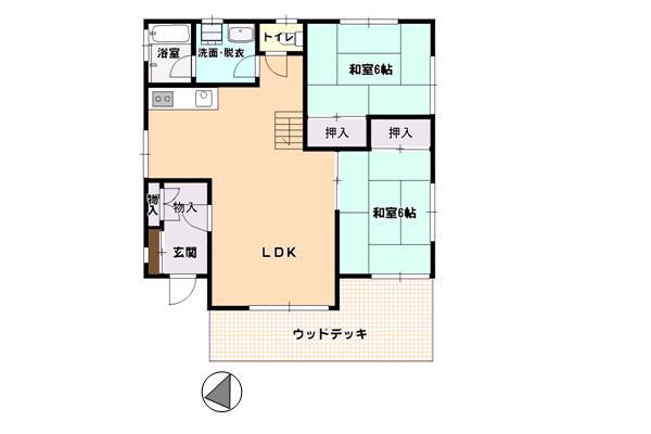 Floor plan. 25 million yen, 2LDK, Land area 330 sq m , Building area 62.93 sq m