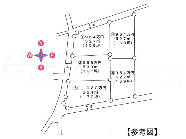 Compartment figure. Land price 9.54 million yen, Land area 527 sq m compartment view