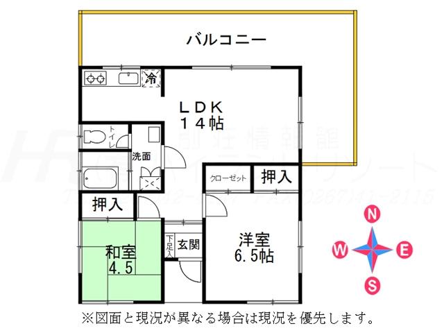 Floor plan. 12.8 million yen, 2LDK, Land area 738.27 sq m , Building area 57.24 sq m floor plan