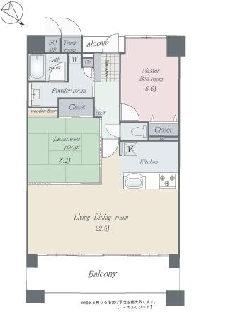 Floor plan. 2LDK, Price 21.5 million yen, Occupied area 81.41 sq m , Balcony area 15.2 sq m