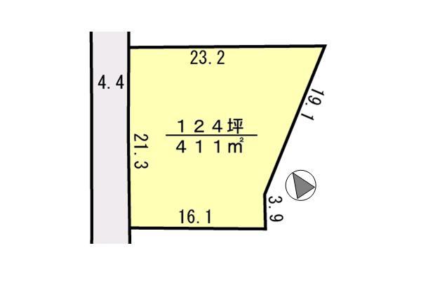 Compartment figure. Land price 14.9 million yen, Land area 411 sq m