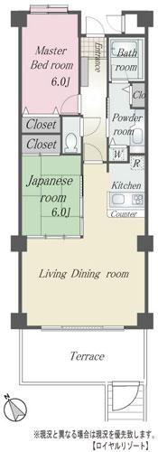 Floor plan. 2LDK, Price 15.5 million yen, Occupied area 74.72 sq m , Balcony area 12.5 sq m