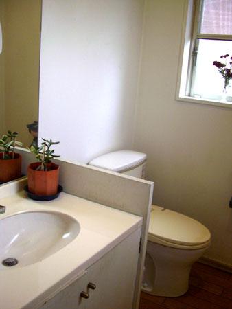 Wash basin, toilet. Basin is located to spread. Air towel equipped.