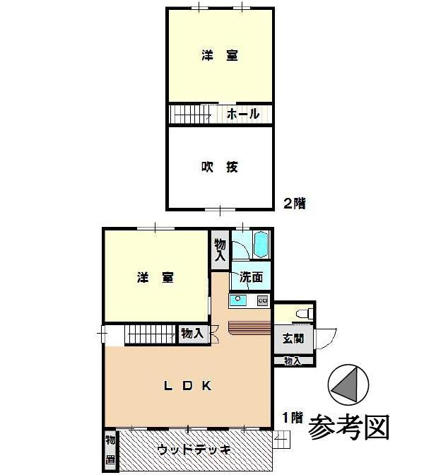 Floor plan. 12.5 million yen, 2LDK, Land area 643.67 sq m , Building area 70.68 sq m