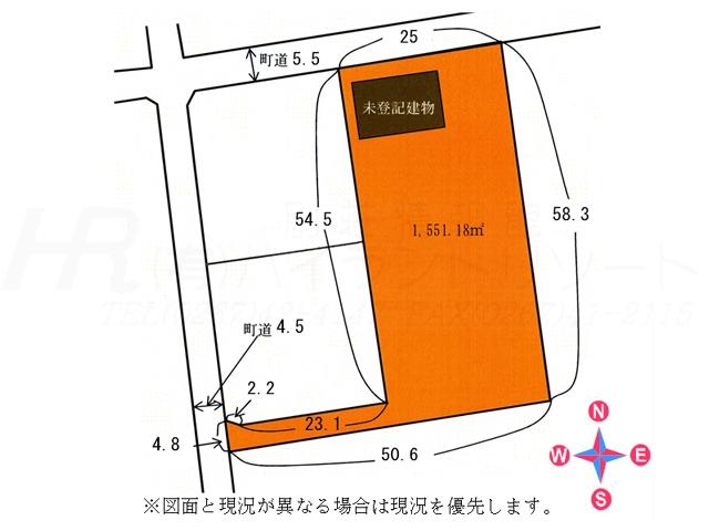 Compartment figure. Land price 180 million yen, Land area 1,551.18 sq m compartment view