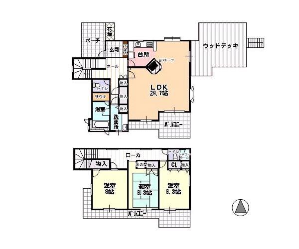 Floor plan. 33 million yen, 3LDK, Land area 1,272.04 sq m , Building area 152.77 sq m