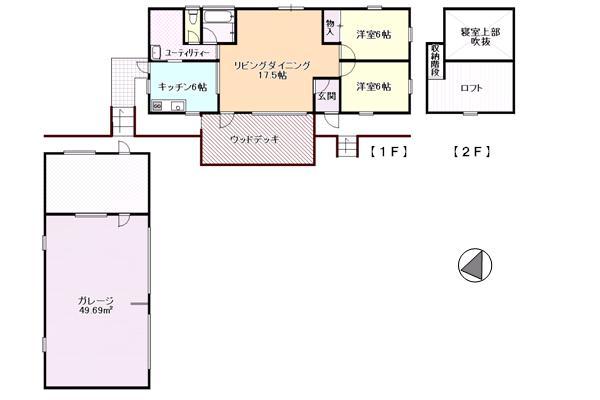 Floor plan. 44,800,000 yen, 2LDK, Land area 691.52 sq m , Building area 74.52 sq m