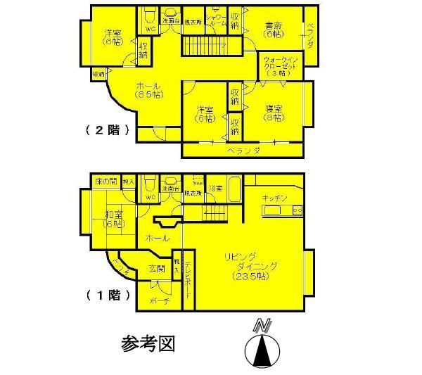 Floor plan. 85 million yen, 5LDK + S (storeroom), Land area 477.51 sq m , Building area 186.52 sq m