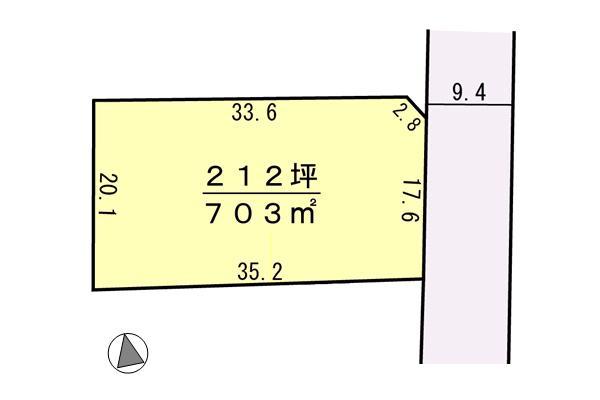 Compartment figure. Land price 34 million yen, Land area 703 sq m