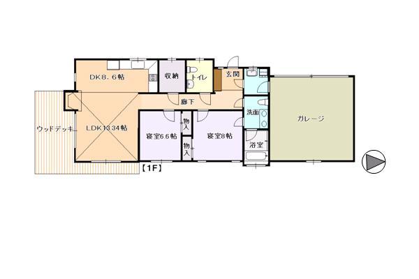Floor plan. 59,800,000 yen, 2LDK, Land area 1,785 sq m , Building area 133.7 sq m