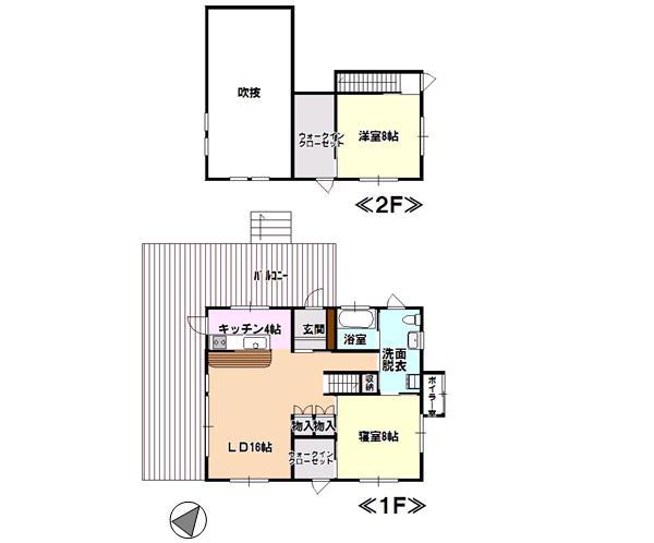 Floor plan. 39 million yen, 2LDK, Land area 1,021 sq m , Building area 91.08 sq m