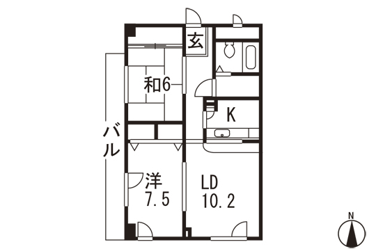 Floor plan. 2LDK, Price 11,850,000 yen, Occupied area 62.37 sq m , Balcony area 7.65 sq m floor plan