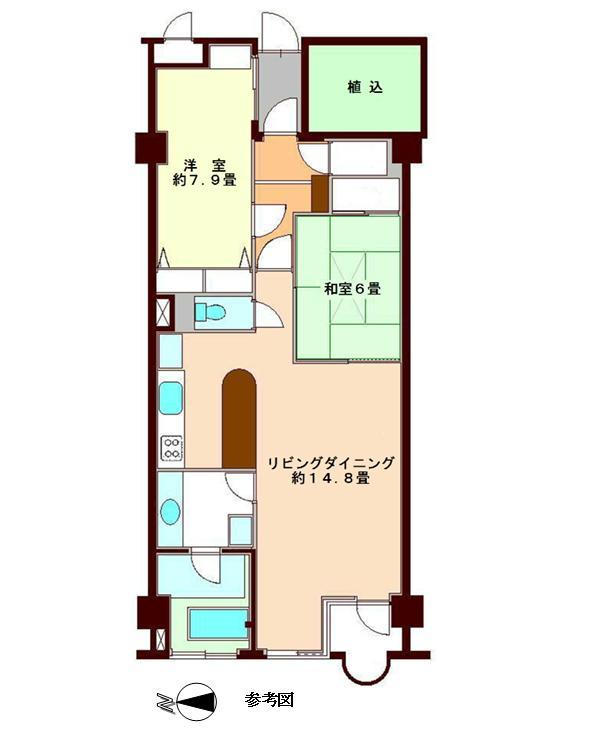 Floor plan. 2LDK, Price 14.8 million yen, Occupied area 81.75 sq m , Balcony area 2.9 sq m