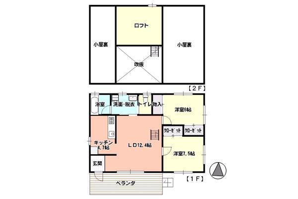 Floor plan. 22 million yen, 2LDK + S (storeroom), Land area 300 sq m , Building area 82.35 sq m
