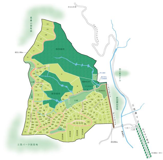 The entire compartment Figure. Elevation about 1000m ~ 220,000 pyeong to be deployed to the hills of 1200m ・ 155 compartment affluent villa ground of