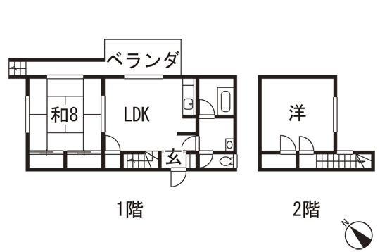 Floor plan. 9.8 million yen, 2LDK, Land area 668 sq m , Building area 62.1 sq m floor plan