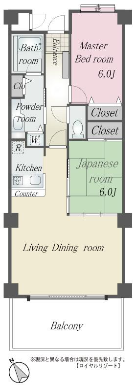 Floor plan. 2LDK, Price 16.5 million yen, Occupied area 74.72 sq m , Balcony area 14 sq m