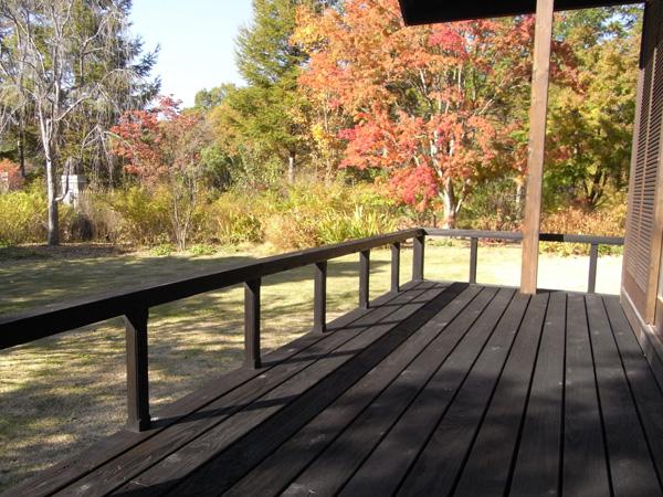 Balcony. It is also wonderful view from the wooden deck of the Japanese-style part.
