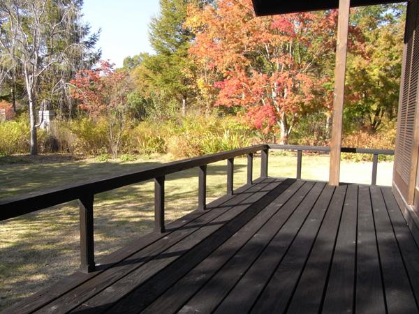 Balcony. It is also wonderful view from the wooden deck of the Japanese-style part.