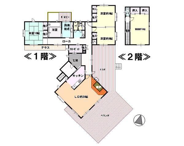 Floor plan. 44,800,000 yen, 4LDK, Land area 1,690.53 sq m , Building area 210.9 sq m