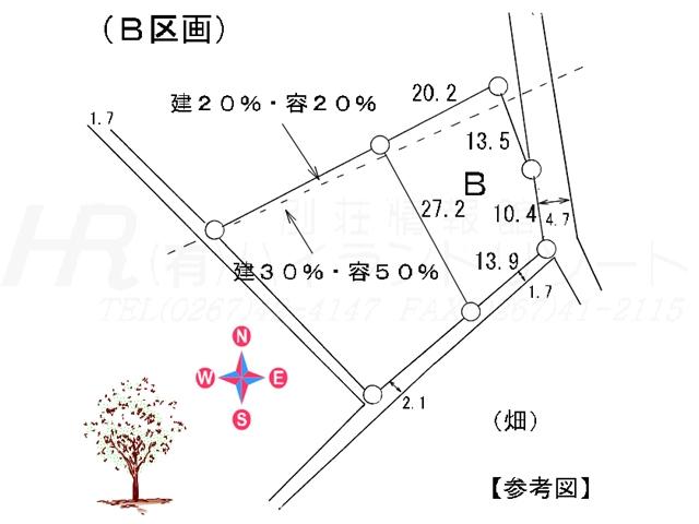 Compartment figure. Land price 14.8 million yen, Land area 444 sq m