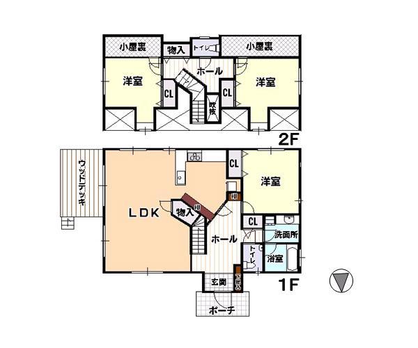 Floor plan. 47 million yen, 3LDK, Land area 607 sq m , Building area 155.2 sq m