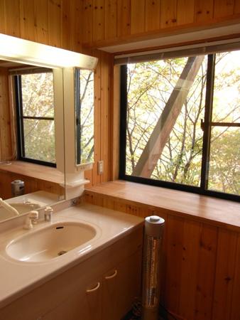 Wash basin, toilet. It is the state of the basin space. I'm glad there is a large window.