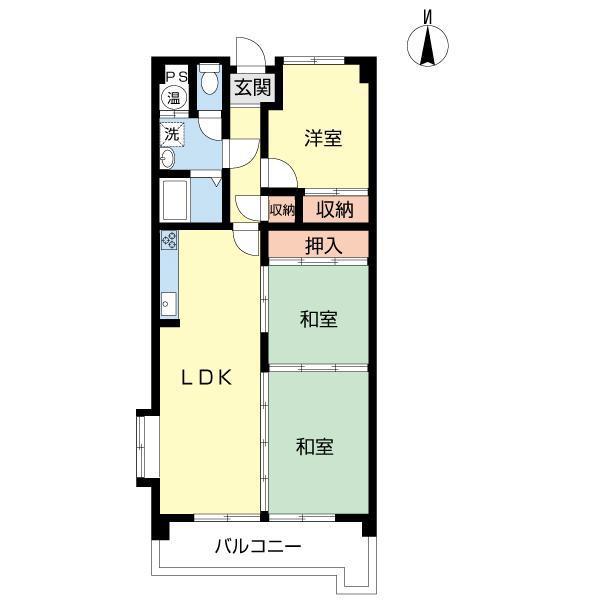Floor plan. 3LDK, Price 9.9 million yen, Occupied area 65.26 sq m , Balcony area 8.13 sq m inverted type