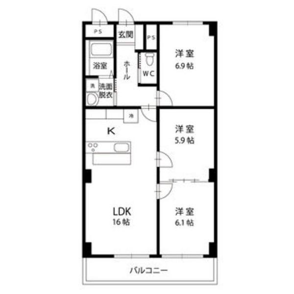 Floor plan. 3LDK, Price 16 million yen, Occupied area 68.82 sq m floor plan