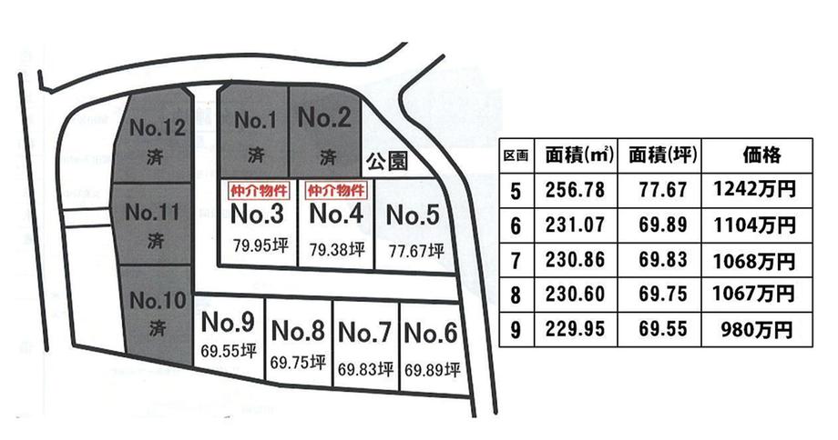 Compartment figure. Land price 12,420,000 yen, Land area 256.78 sq m