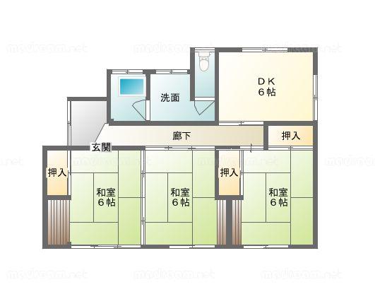 Floor plan. 16.5 million yen, 3DK, Land area 193.8 sq m , Building area 63.34 sq m
