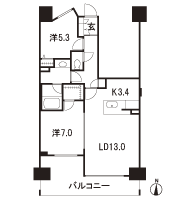 Floor: 2LDK + WIC, the occupied area: 65.26 sq m