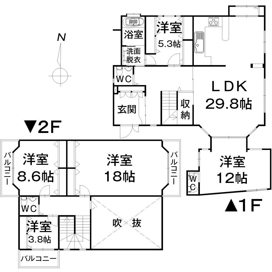 Floor plan. 34 million yen, 5LDK, Land area 263 sq m , Building area 158.21 sq m