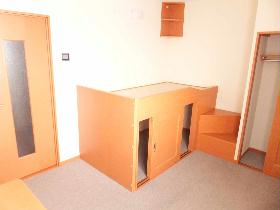 Living and room. With storage raised floor bed