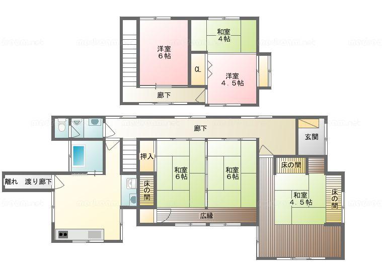 Floor plan. 16.5 million yen, 7DK + S (storeroom), Land area 358.71 sq m , Building area 218.29 sq m main house Floor plan 1st floor Second floor