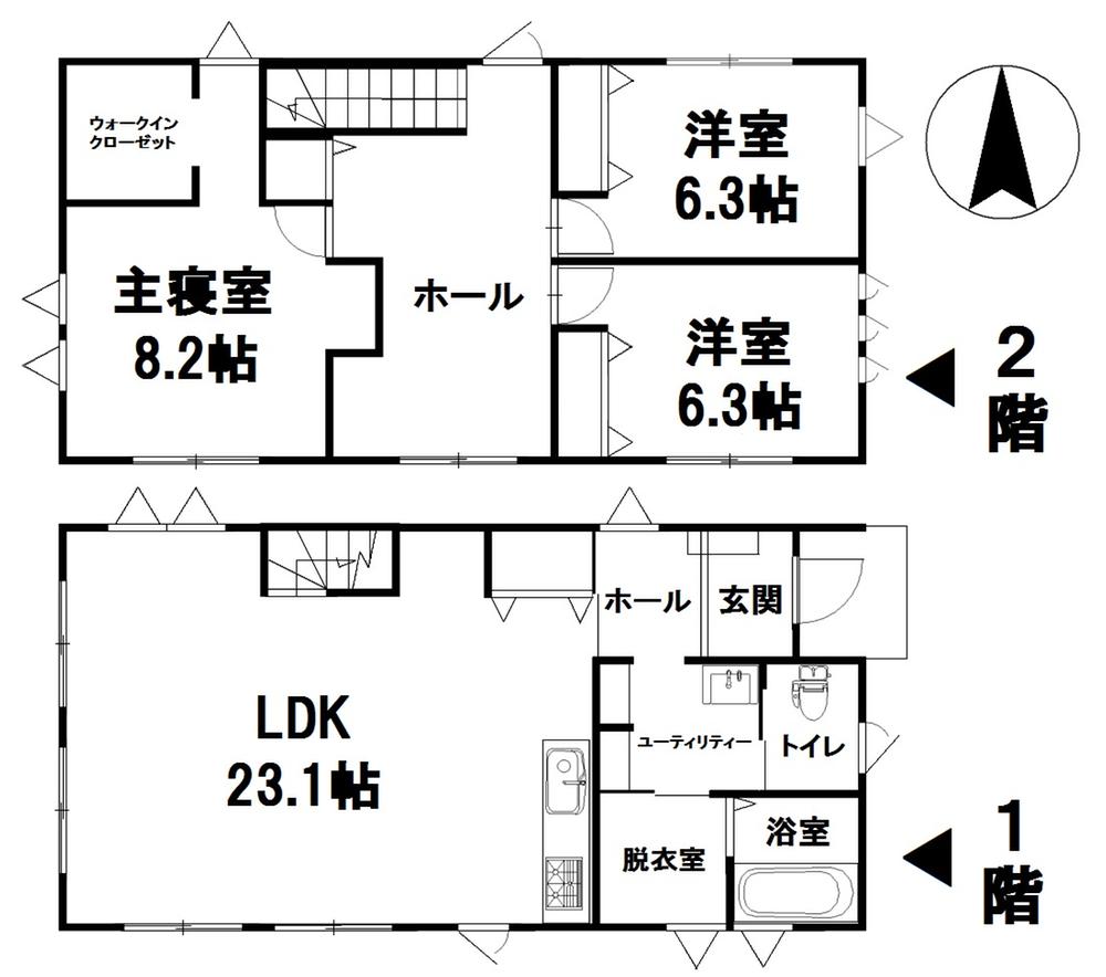 Floor plan. 28,100,000 yen, 3LDK, Land area 208.14 sq m , Building area 117.58 sq m