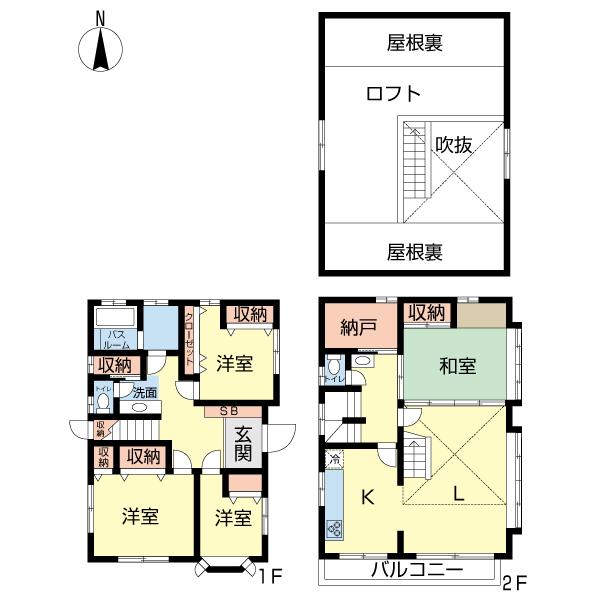 Floor plan. 21 million yen, 4LDK, Land area 134.13 sq m , Building area 113.44 sq m
