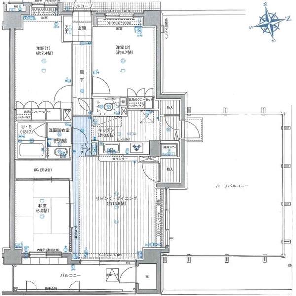 Floor plan. 3LDK, Price 23.5 million yen, Occupied area 84.25 sq m , Balcony area 9.5 sq m