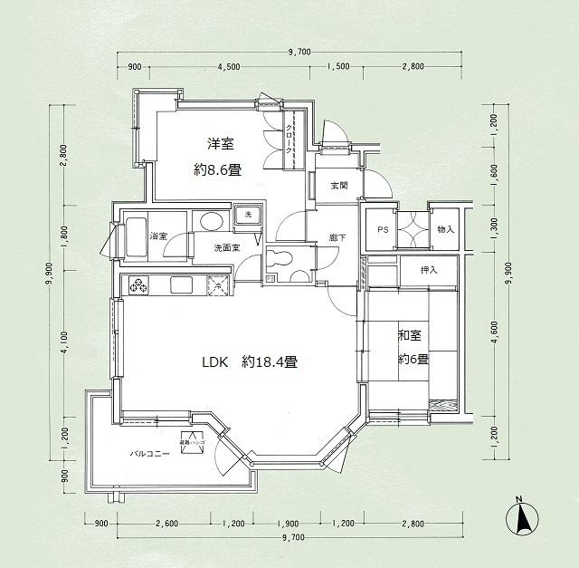 Floor plan. 2LDK, Price 18 million yen, Occupied area 72.31 sq m , Since the balcony area 8.7 sq m apartment entrance is the second floor you can access to your room instead of ascending and descending.