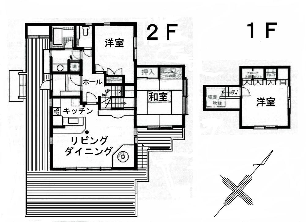Floor plan. 17.5 million yen, 3LDK, Land area 1,180.08 sq m , Number of rooms of the room of the building area 105.16 sq m 3LDK. Unique floor plan is characterized by.
