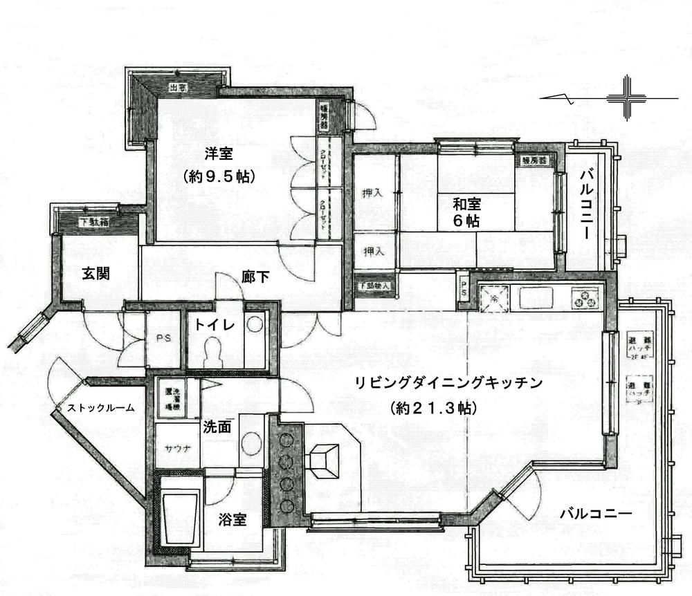 Floor plan. 2LDK, Price 18 million yen, Occupied area 96.94 sq m , Balcony area 18.33 sq m