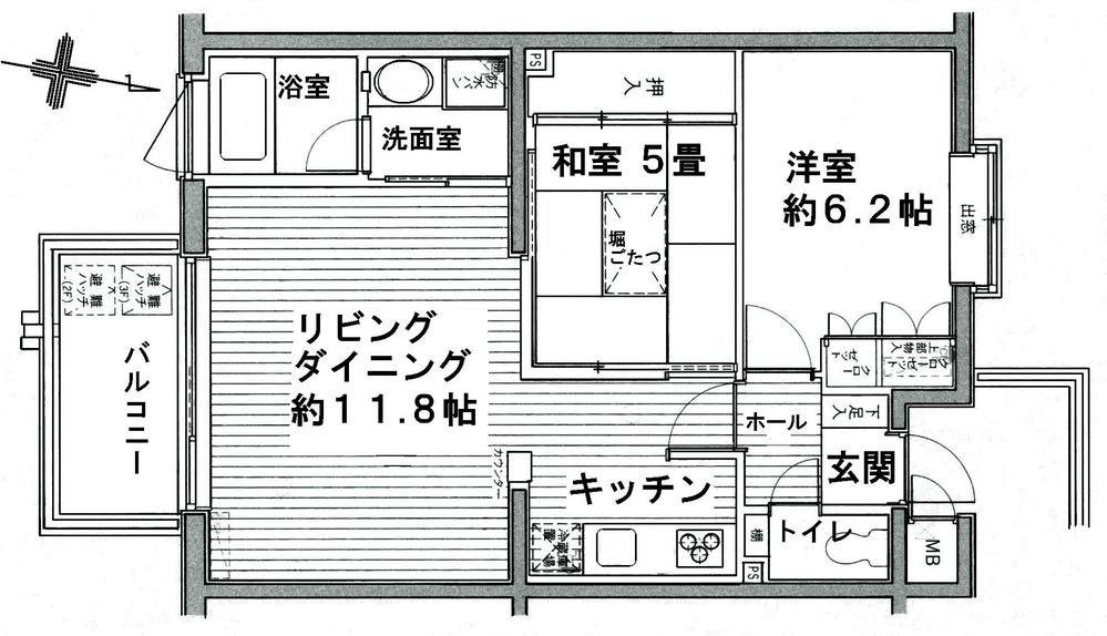 Floor plan. 2LDK, Price 10 million yen, Occupied area 61.07 sq m , Soare lapis lazuli Sawa apartment of easy-to-use floor plan with a balcony area 6.12 sq m compact.