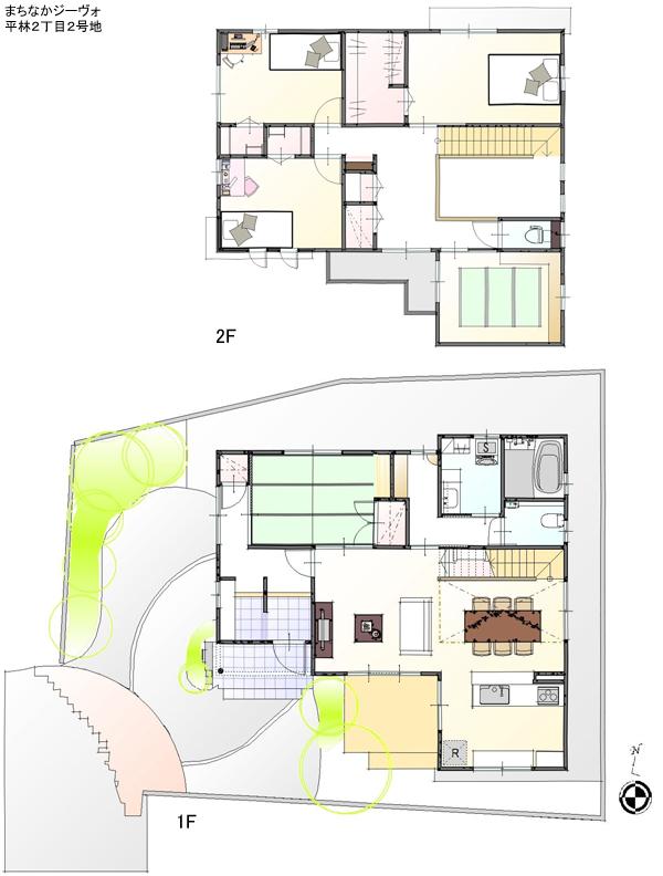 Floor plan.  [No. 2 place] So we have drawn on the basis of the Plan view] drawings, Plan and the outer structure ・ Planting, etc., It may actually differ slightly from.  Also, furniture ・ It is such as equipment not included in the price. 