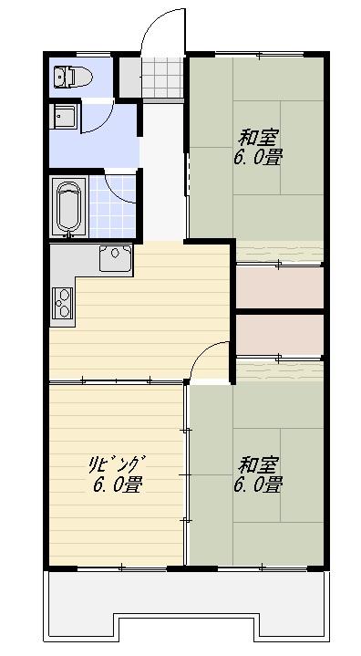 Floor plan. 2LDK, Price 7.3 million yen, Footprint 49.7 sq m