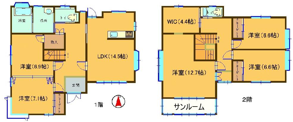 Floor plan. 19,800,000 yen, 5LDK + S (storeroom), Land area 159.07 sq m , Building area 144.56 sq m