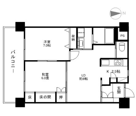 Floor plan. 2LDK, Price 17 million yen, Occupied area 54.26 sq m