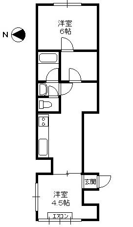 Floor plan. 2K, Price 4.5 million yen, Occupied area 38.14 sq m