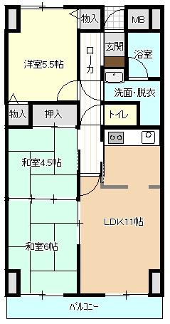 Floor plan. 3LDK, Price 14 million yen, Occupied area 59.29 sq m , Balcony area 5 sq m