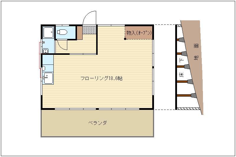 Floor plan. 6 million yen, 1LDK, Land area 654.74 sq m , Building area 39.74 sq m